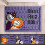 Custom Name Halloween Gifts for Cat Lovers - Personalized Doormat