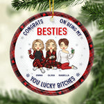 Custom Name Funny Besties Christmas Gifts for Women - Personalized Ceramic Ornament