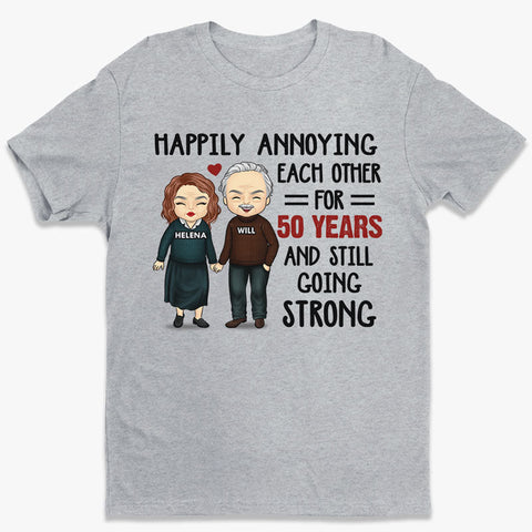 Happily Annoying Each Other - Couple Personalized Custom Unisex T-shirt, Hoodie, Sweatshirt - Gift For Husband Wife, Anniversary