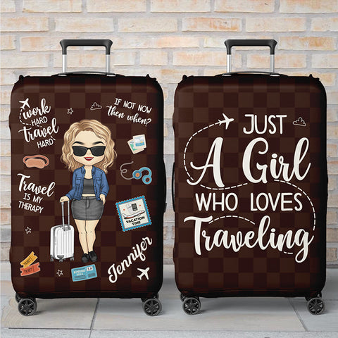 Custom Just a Girl Who Loves Traveling Gifts for Women - Personalized Luggage Cover