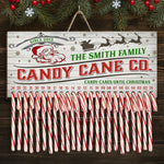 Custom Name Christmas Candy Cane Countdown Decor - Personalized Christmas Wood Sign