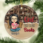 Custom Name Book Lover Christmas Gifts for Women - Personalized Ceramic Ornament