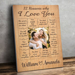 Custom Photo 12 Reasons I Love You Couple Gifts - Personalized Canvas