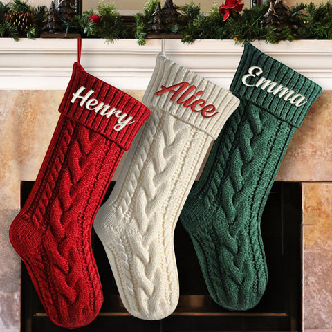 Custom Name Cable Knit Christmas Gifts for Family - Personalized Christmas Stocking