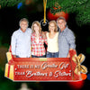 Siblings Custom Photo The Christmas Spirit Lives Here - Family Personalized Custom Ornament - Acrylic Custom Shaped - Christmas Gift For Siblings, Brothers, Sisters, Cousins, Friends