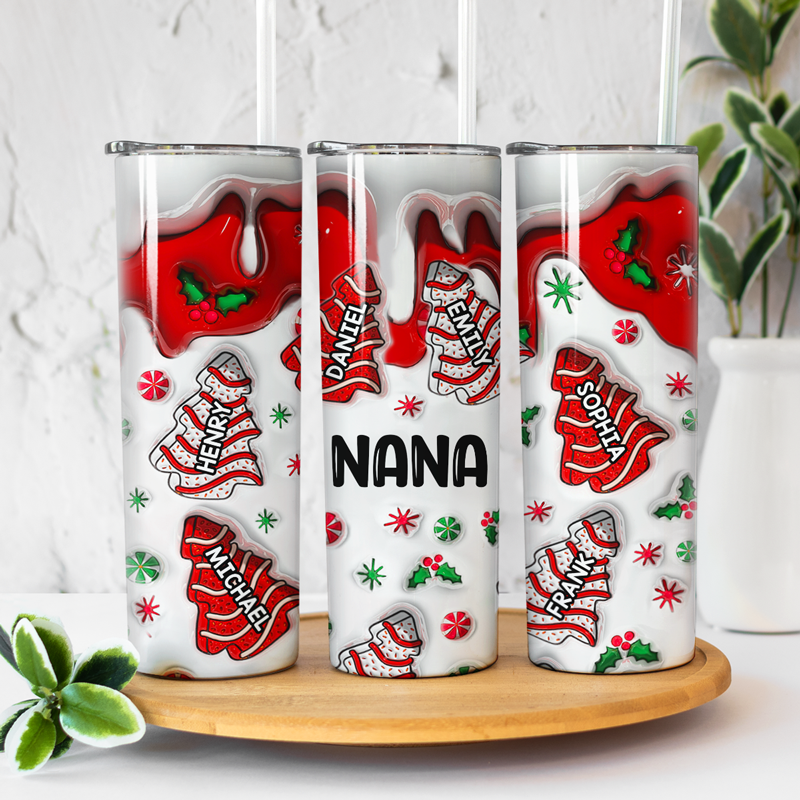 Custom Name Christmas Family Gifts for Grandma - Personalized Skinny Tumbler