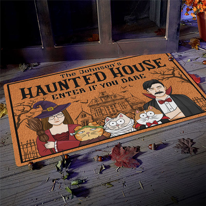 Custom Name Halloween Haunted House Decor - Personalized Doormat