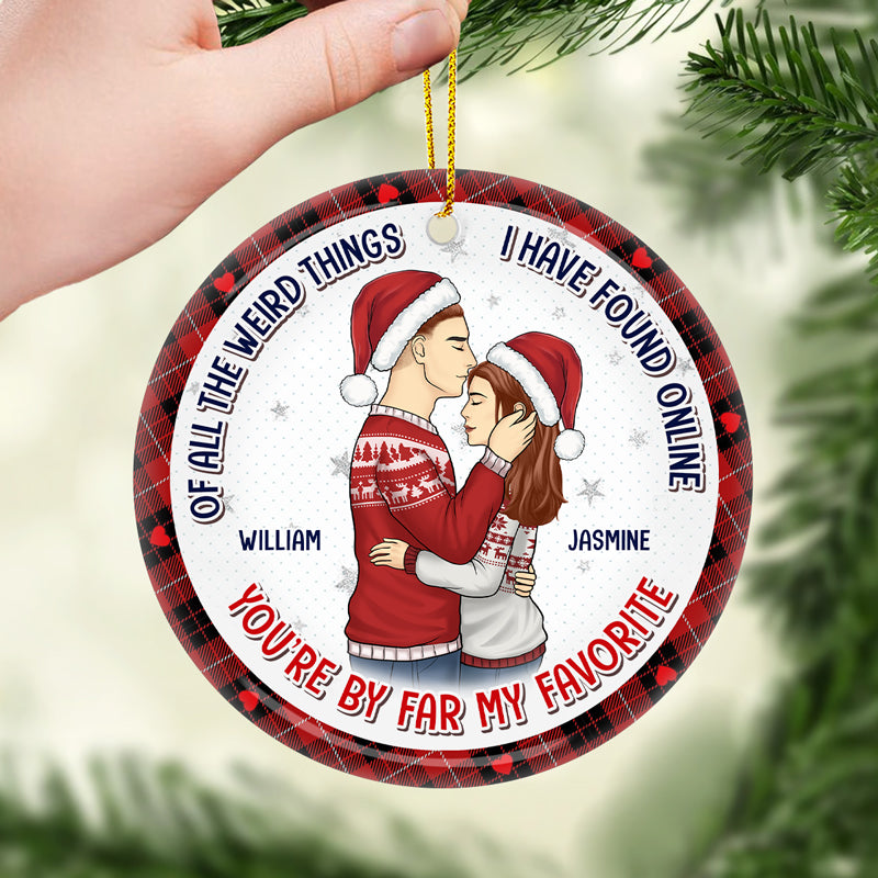Custom Name Christmas Couple Gifts - Personalized Ceramic Ornament