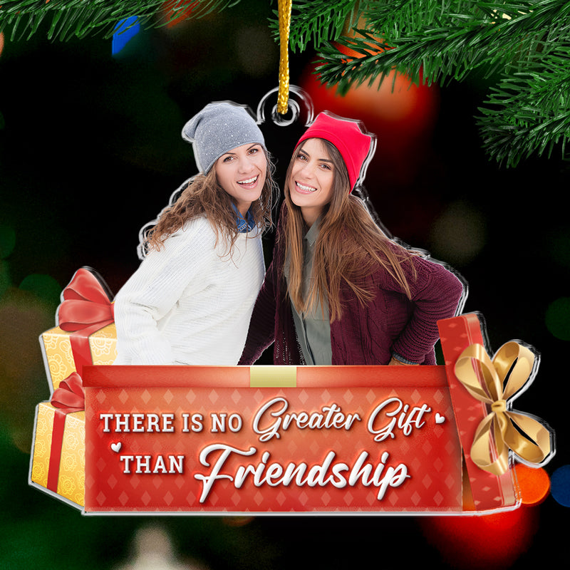 Friends Custom Photo The Christmas Spirit Lives Here - Bestie Personalized Custom Ornament - Acrylic Custom Shaped - Christmas Gift For Best Friends, BFF, Sisters