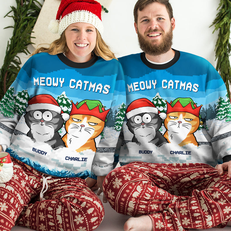 Custom Name Christmas Cat Gifts for Cat Lovers - Personalized Sweatshirt