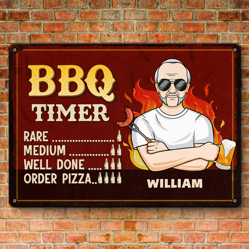 Custom Name BBQ Timer Gifts for Grill Masters - Personalized Metal Sign