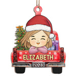 Custom Name Christmas Girl in Santa Hat Gifts - Personalized Ornament