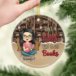 Custom Name Book Lover Christmas Gifts for Women - Personalized Ceramic Ornament