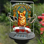 Custom Name Corgi Pet Memorial Garden Decor - Personalized Garden Solar Light