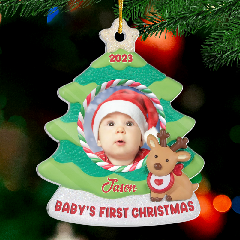 Custom Photo Baby's First Christmas Gifts - Personalized Ornament