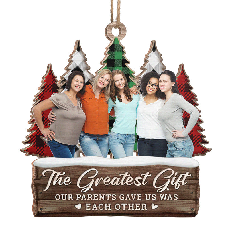 Sisters Custom Photo Warm Winter Wishes - Family Personalized Custom Ornament - Wood Custom Shaped - Christmas Gift For Siblings, Brothers, Sisters, Cousins, Friends