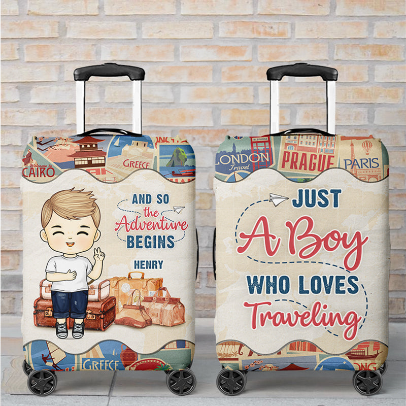And So The Adventure Begins - Travel Personalized Custom Luggage Cover For Kids - Holiday Vacation Gift, Gift For Adventure Travel Lovers