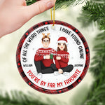 Custom Name Funny Christmas Couple Gifts - Personalized Ceramic Ornament