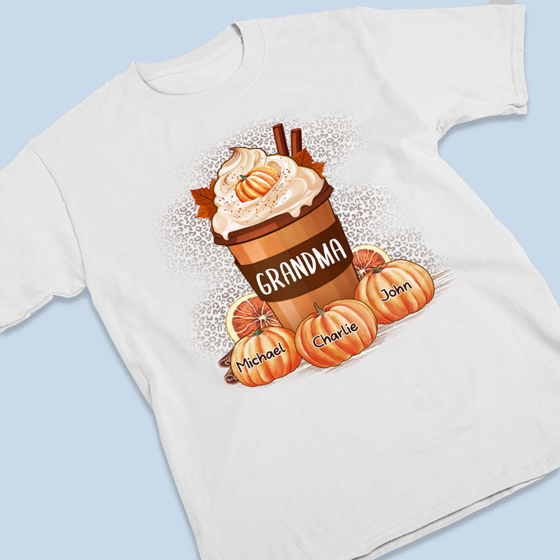 Custom Name Pumpkin Spice Coffee Gifts for Grandma - Personalized Apparel