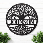 Custom Family Name Tree of Life Decor - Personalized Metal Wall Art