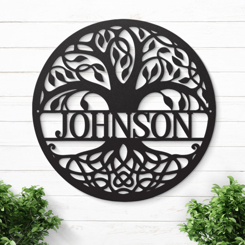 Custom Family Name Tree of Life Decor - Personalized Metal Wall Art