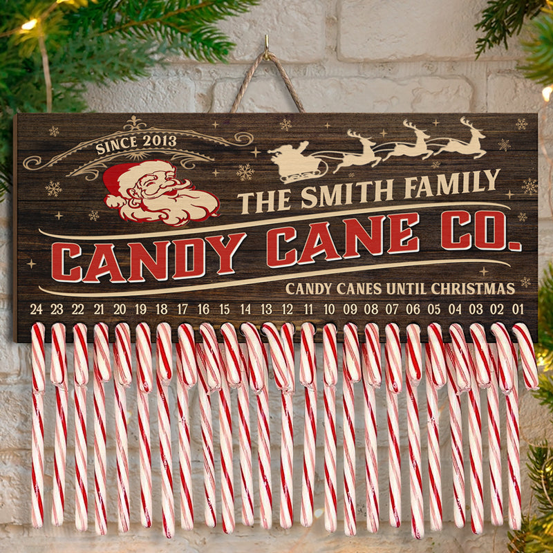 Custom Name Christmas Candy Cane Countdown Decor - Personalized Christmas Wood Sign