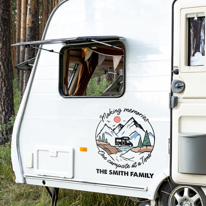One Campsite At A Time - Camping Personalized Custom RV Decal - Gift For Camping Lovers