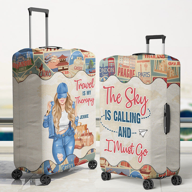 Custom The Sky Is Calling Travel Gifts for Women - Personalized Luggage Cover