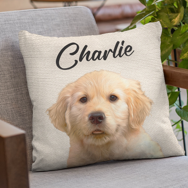 Custom Name Dog Portrait Gifts for Dog Lovers - Personalized Pillow