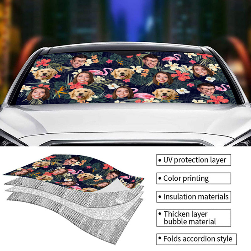 Custom Photo Tropical Collage Driver Gifts - Personalized Auto Sunshade