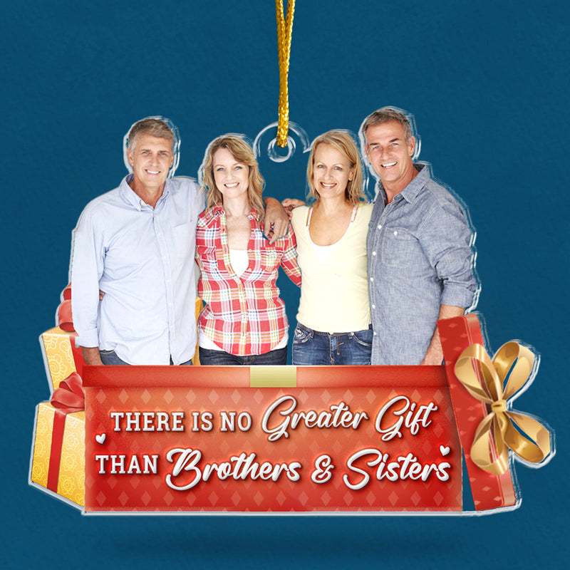 Siblings Custom Photo The Christmas Spirit Lives Here - Family Personalized Custom Ornament - Acrylic Custom Shaped - Christmas Gift For Siblings, Brothers, Sisters, Cousins, Friends