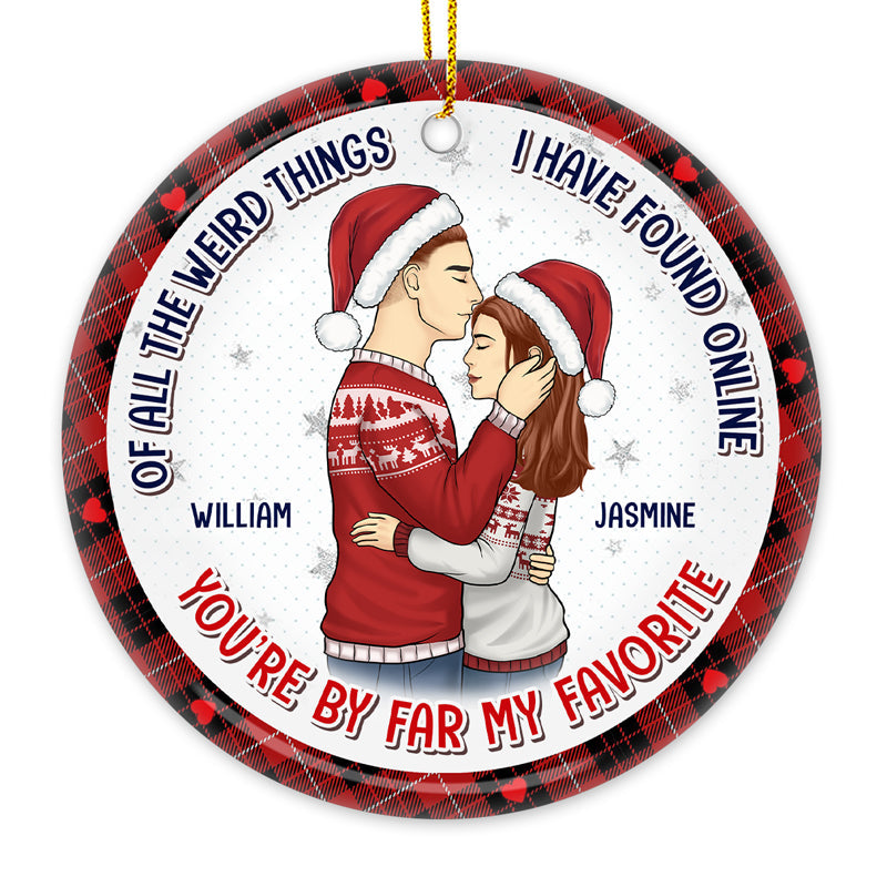 Custom Name Christmas Couple Gifts - Personalized Ceramic Ornament