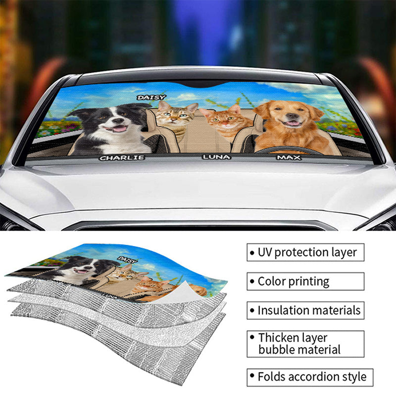 Custom Dog and Cat Family Gifts for Pet Owners - Personalized Auto Sunshade