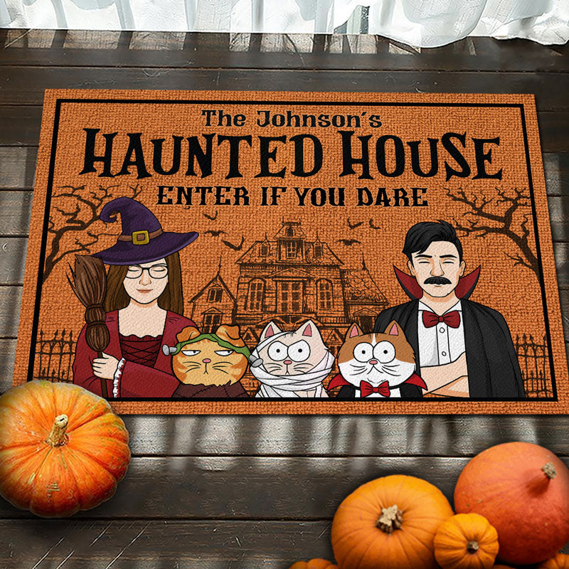 Custom Name Halloween Haunted House Decor - Personalized Doormat