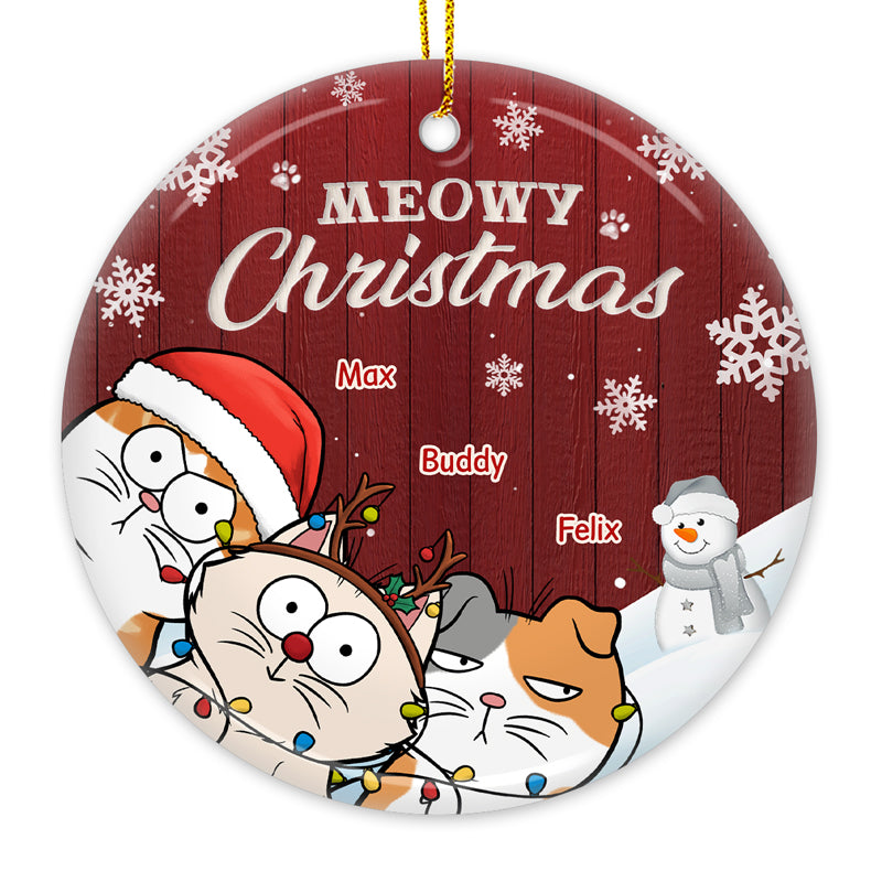 Custom Name Christmas Cat Gifts for Cat Lovers - Personalized Ceramic Ornament