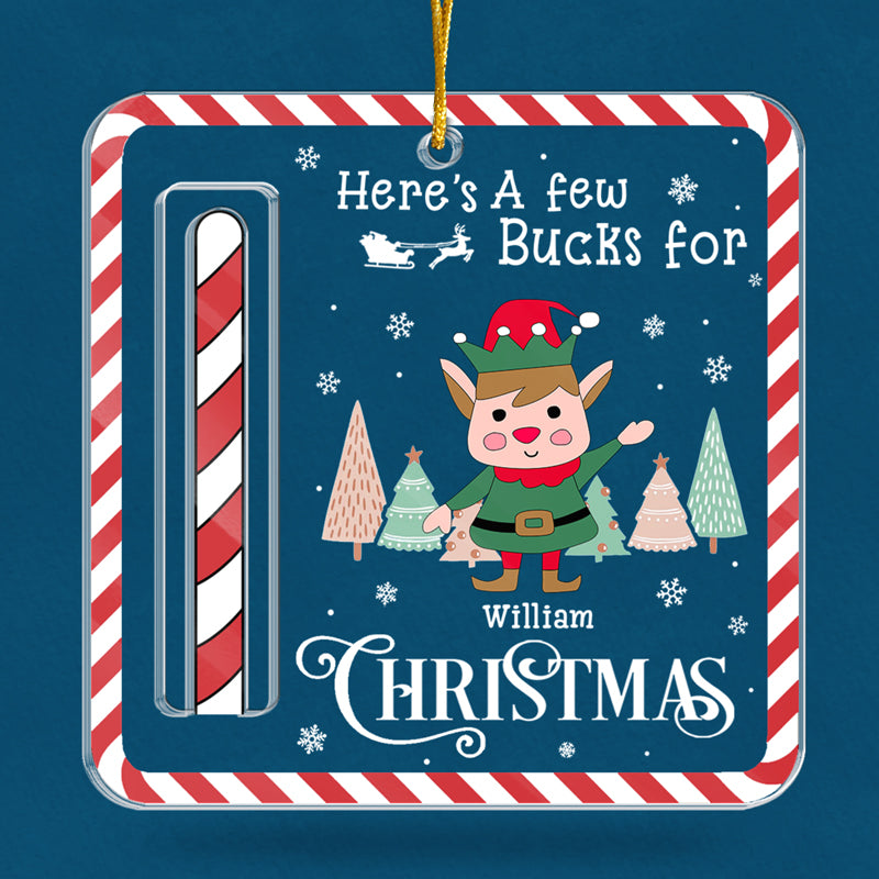 Custom Name Christmas Elf Money Gift - Personalized Ornament