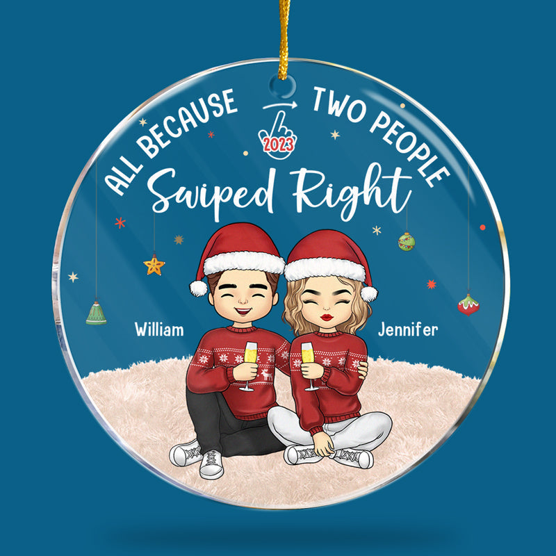 Custom Name Swiped Right Christmas Gifts for Couples - Personalized Ornament
