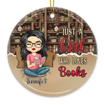 Custom Name Book Lover Christmas Gifts for Women - Personalized Ceramic Ornament