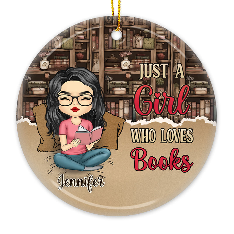 Custom Name Book Lover Christmas Gifts for Women - Personalized Ceramic Ornament
