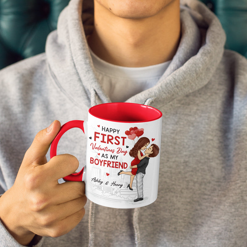 Custom Name First Valentine's Day Gifts for Boyfriend - Personalized Accent Mugs