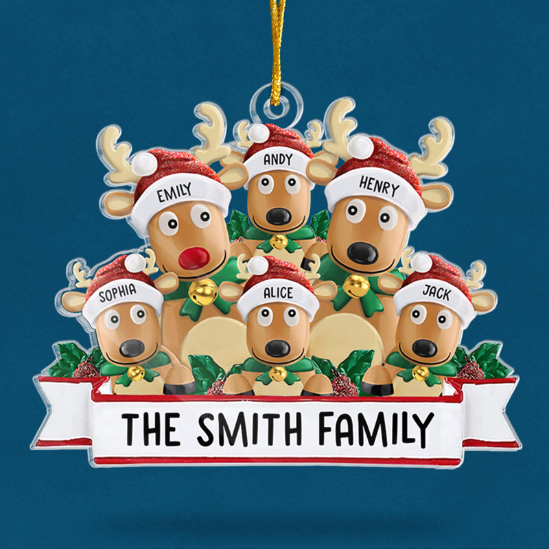 Custom Name Christmas Reindeer Family Gifts - Personalized Ornament
