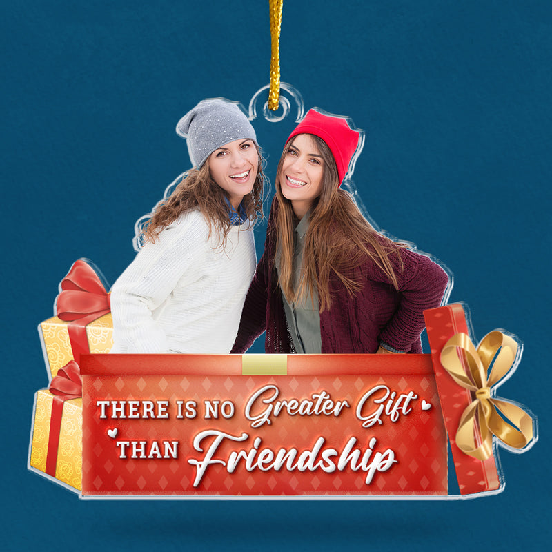 Friends Custom Photo The Christmas Spirit Lives Here - Bestie Personalized Custom Ornament - Acrylic Custom Shaped - Christmas Gift For Best Friends, BFF, Sisters