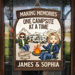 Campsite Making Memories - Camping Personalized Custom Shaped Home Decor Wood Sign - House Warming Gift For Couples, Husband Wife, Camping Lovers