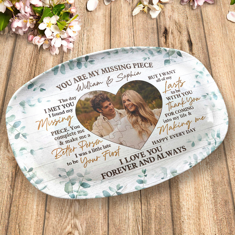Custom Photo You Are My Missing Piece Anniversary Gifts for Couples - Personalized Platter