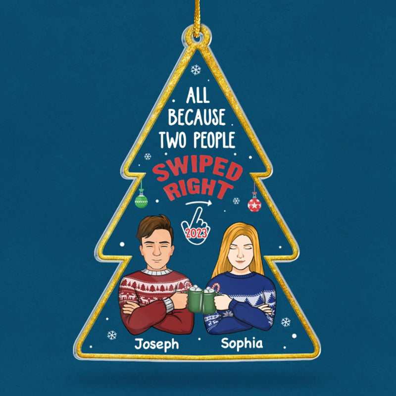 Custom Name Swipe Right Couple Christmas Gifts - Personalized Ornament