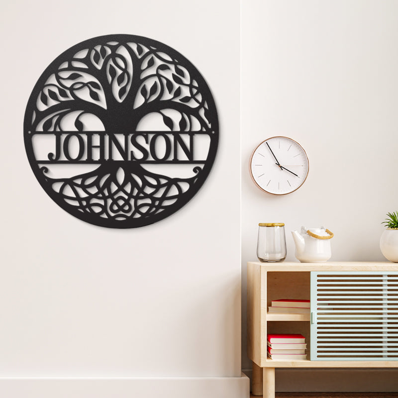 Custom Family Name Tree of Life Decor - Personalized Metal Wall Art