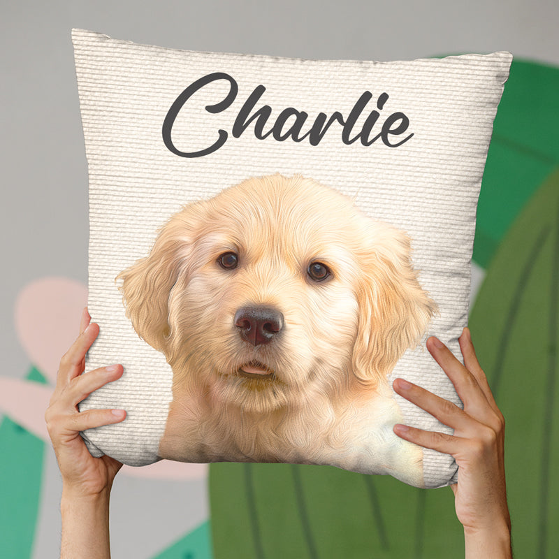 Custom Name Dog Portrait Gifts for Dog Lovers - Personalized Pillow