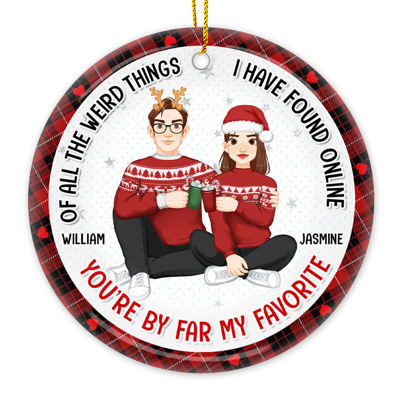 Custom Name Funny Christmas Couple Gifts - Personalized Ceramic Ornament