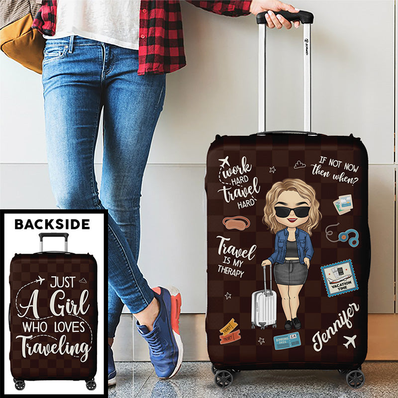 Custom Just a Girl Who Loves Traveling Gifts for Women - Personalized Luggage Cover
