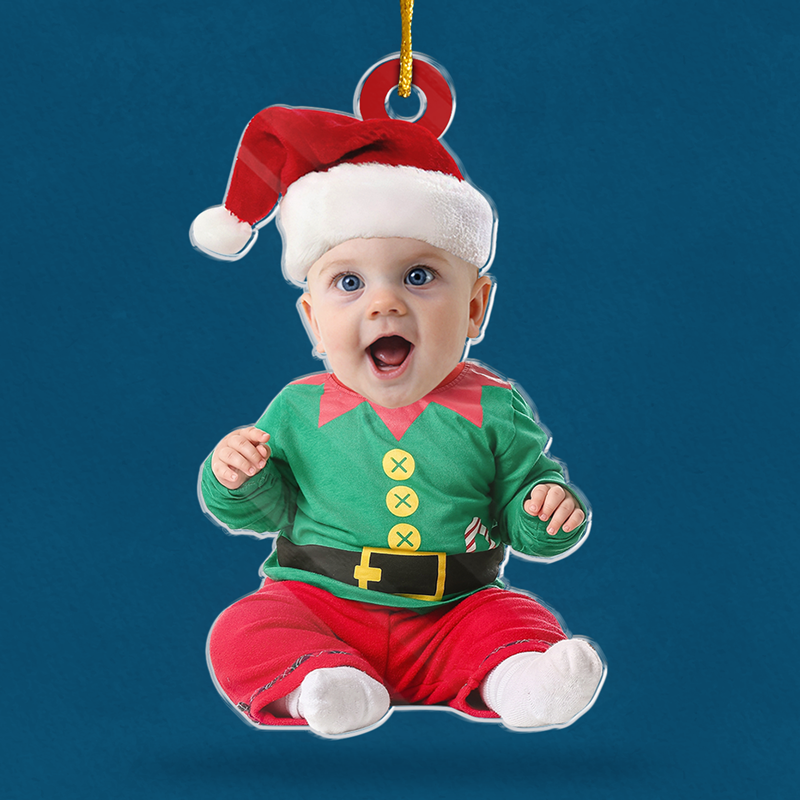 Custom Photo Christmas Baby Elf Gifts - Personalized Ornament